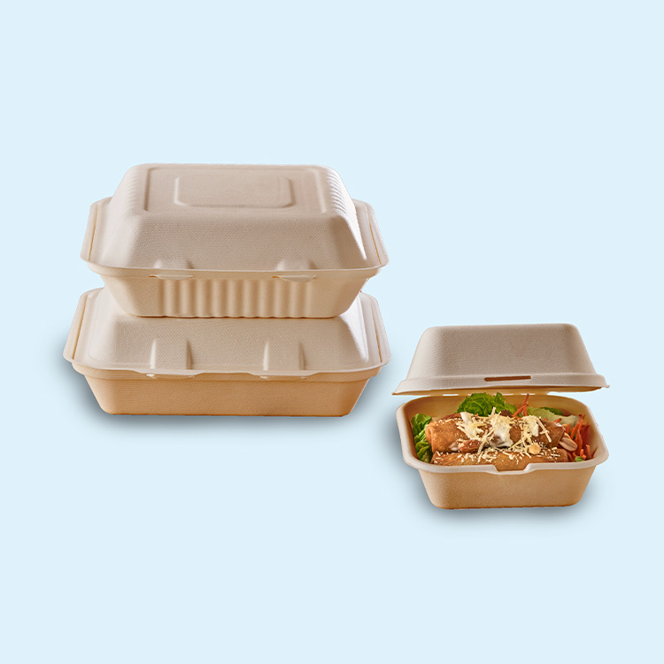 Darnel Naturals® Bagasse and Bamboo Hinged-Lid Containers