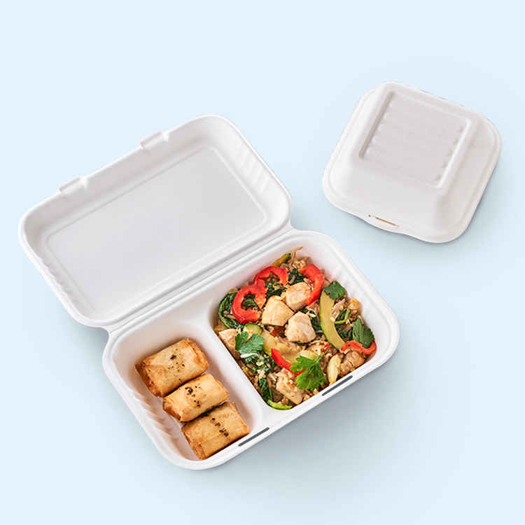 Darnel Naturals® Bagasse Hinged-Lid Containers