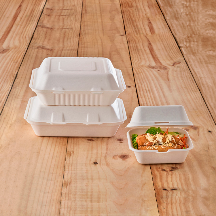 Darnel Naturals® Bagasse Hinged-Lid Containers