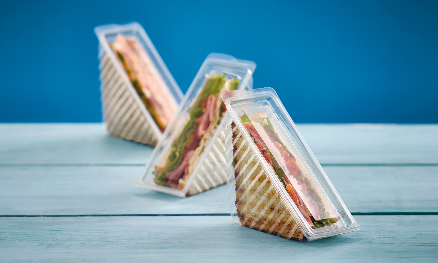 200x Plastic Sandwich Triangle/Box/Container Catering Takeaway Hinged Pack Lunch 