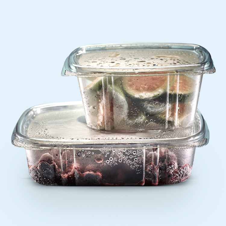 Choice 48 oz. Clear RPET Hinged Deli Container - 200/Case