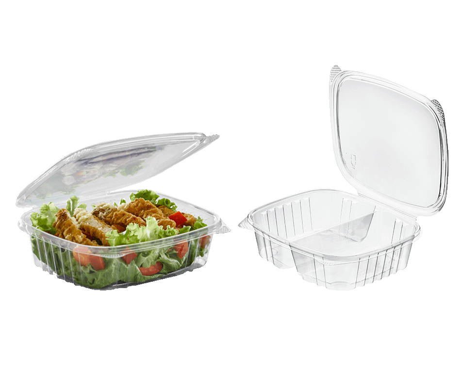 Disposable Square Sauce Cups With Hinged Lid